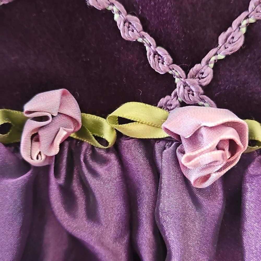 BONNIE JEAN Purple Floral Velvet Chiffon Formal Dress